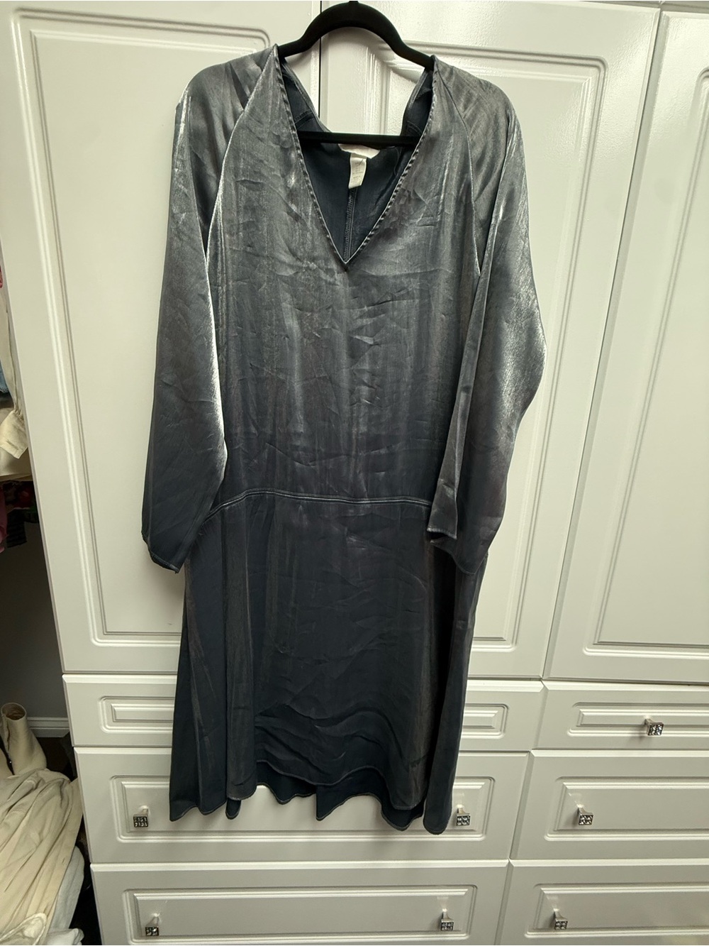H&M Shimmery Slate V-Neck Dress